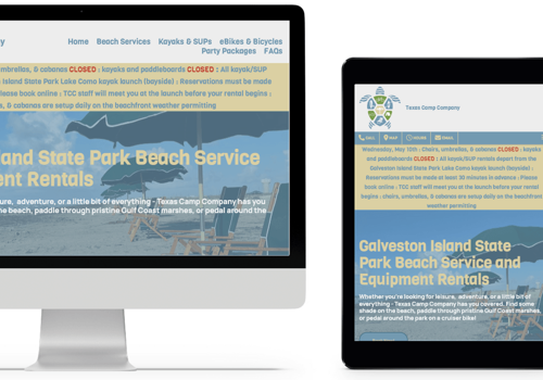 Web Design Package Example: State Park Rental Website Design