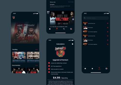 UX/UI Design Package Example: Battle Rap or Die