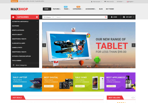 Web Development Package Example: Busy Ecommerce Tech store