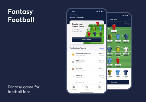 Mobile App Development Package Example: Fantasy game for football fans