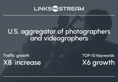 Search Engine Optimization Package Example: U.S. aggregator of photographers and videographers
