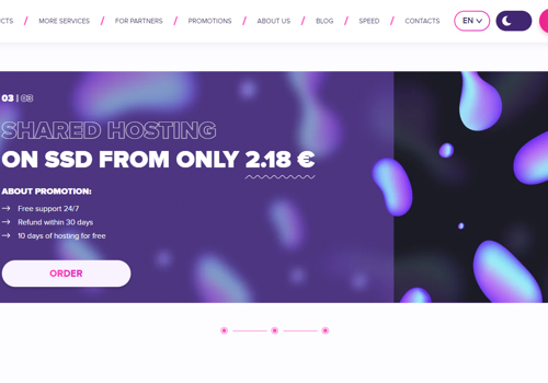 UX/UI Design Package Example: Internetional hosting company