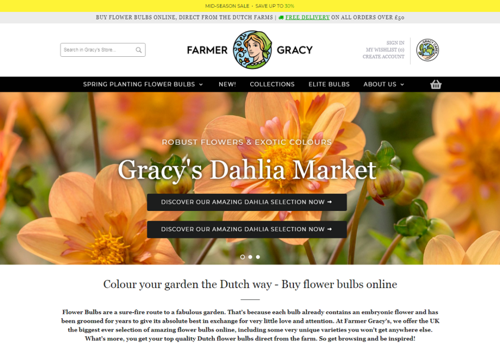 E-Commerce Development Package Example: Farmer Gracy - Flower Bulbs Online UK - Shopify