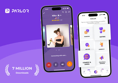 UX/UI Design Package Example: Parlor: Voice-based chat app for real-time talks