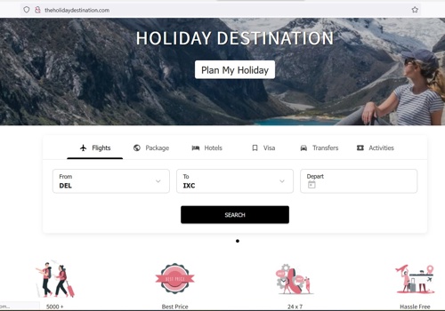 Web Design Package Example: Travel booking Website