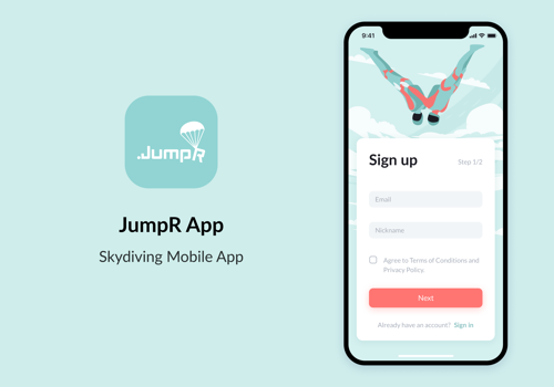 Mobile App Development Package Example: Social mobile app for skydivers