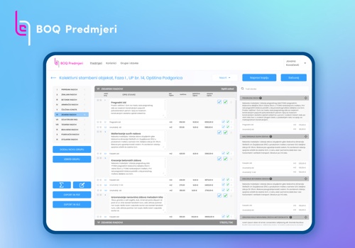 Custom Software Development Package Example: BOQ Predmjeri
