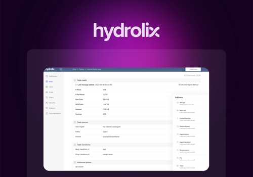 Web Development Package Example: Hydrolix - elastic cloud data platform