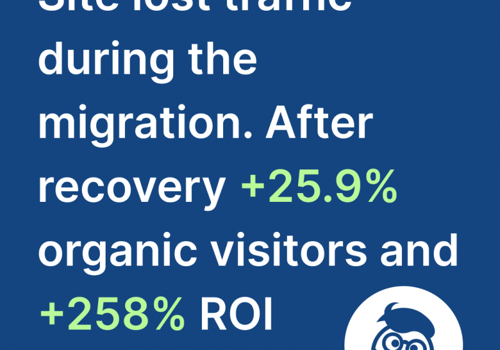 Pay Per Click Package Example: Site migration SEO recovery +25% in traffic