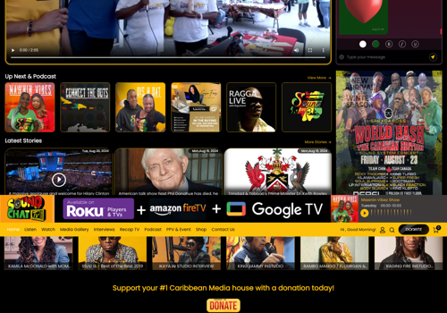 Mobile App Development Package Example: SCR. The Caribbean's #1 TV & Radio Station.