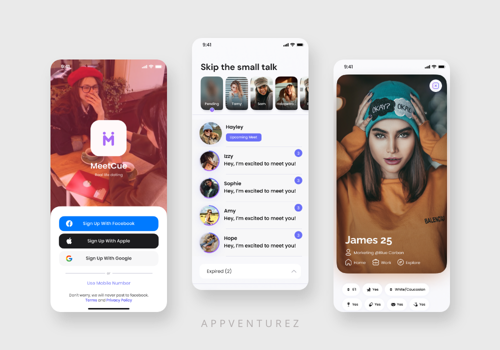 Mobile App Development Package Example: MeetCue - Dating App