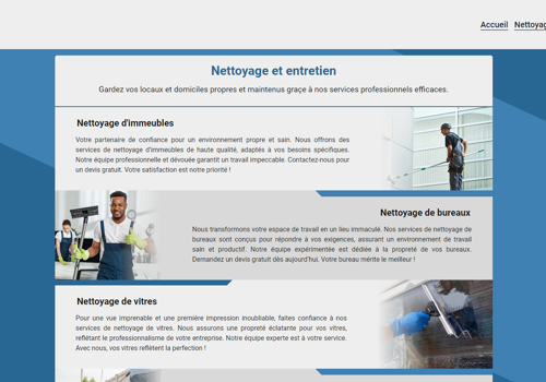 Web Design Package Example: Nettoyage Pro Express