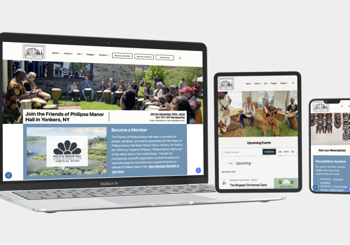 Web Design Package Example: Friends of Philipse Manor Hall State Historic Site