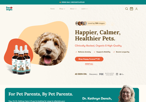 E-Commerce Development Package Example: Paw Origins Shopify re-Development With Replo