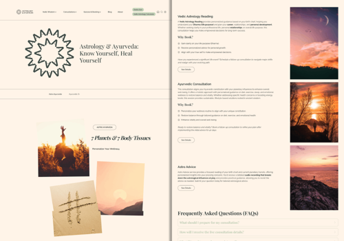 Web Development Package Example: Astrology & Ayurveda - Web development and Design