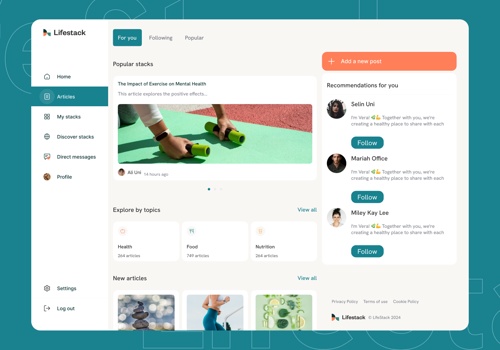 Web Design Package Example: Health and Wellness Social Platform - UX/UI Design