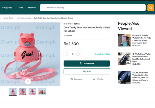 Search Engine Optimization Package Example: Water Bottle Ecommerce Store