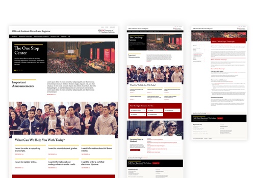 Web Development Package Example: University of Southern California Registrar