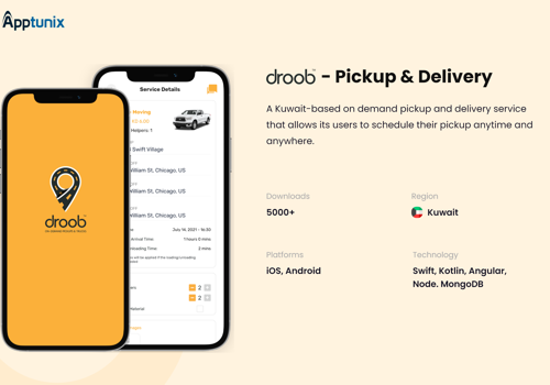 UX/UI Design Package Example: Droob - Pickup and Delivery App