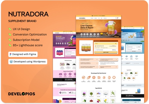 Web Design Package Example: Nutradora - Ecommerce Supplement Brand