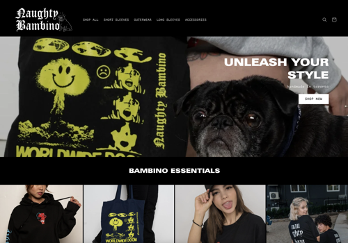 Web Design Package Example: Naughty Bambino - eCommerce Website