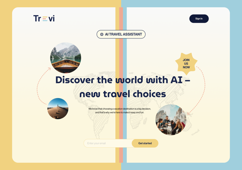 Web Design Package Example: AI Travel assistant - Trevi