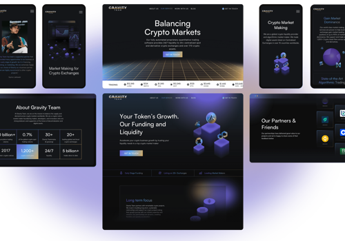 Web Design Package Example: Gravity Team – Web for a Crypto Liquidity Provider