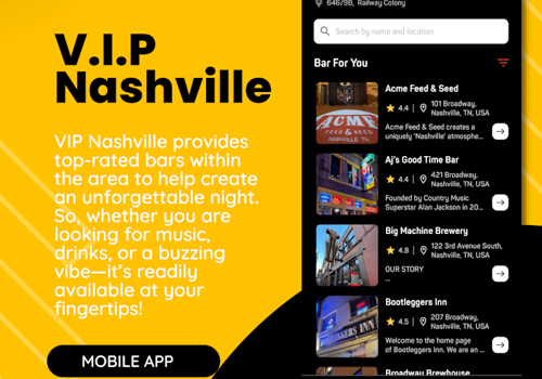 Mobile App Development Package Example: V.I.P NASHVILLE