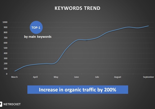 Search Engine Optimization Package Example: SEO-promotion of the site for the sale of blinds