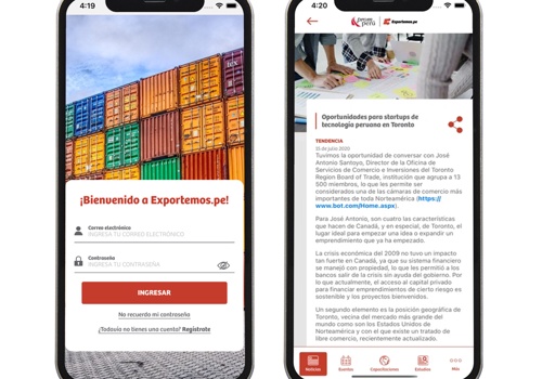 Mobile App Development Package Example: Mobile App Exportemos.pe