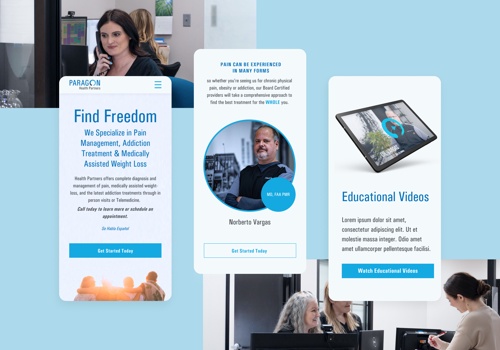 Digital Strategy Package Example: Paragon Health Partners website, SEO and PPC