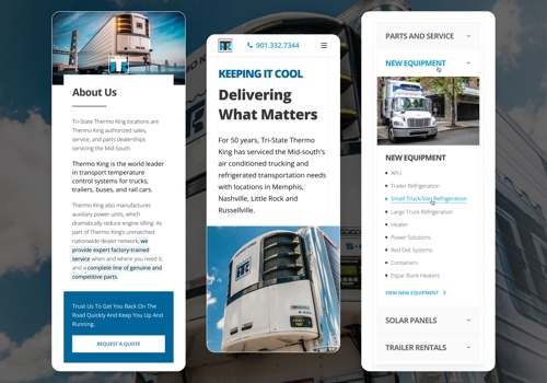 Web Development Package Example: Tri State Thermo King redesign
