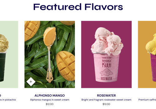 Web Development Package Example: Heritage Kulfi Ice Cream