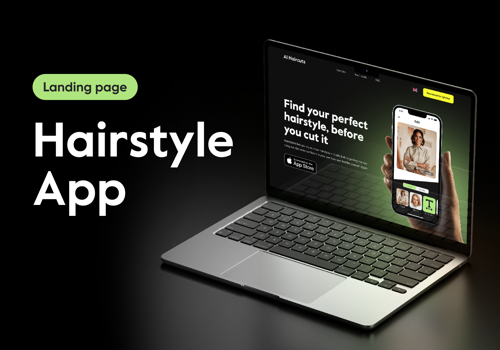 UX/UI Design Package Example: Hairstyle App Landing Page