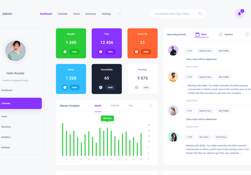 UX/UI Design Package Example: One on One classes scheduling system