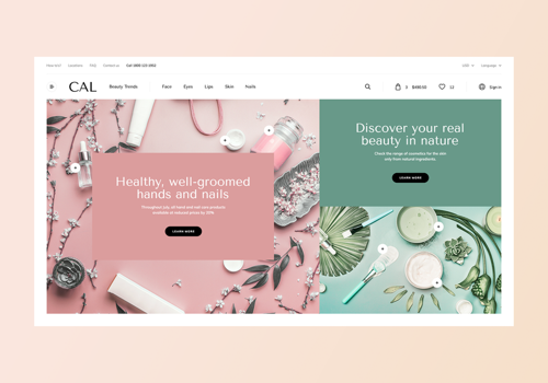 Web Design Package Example: CAL Cosmetic Brand Website, SEO and Social Media