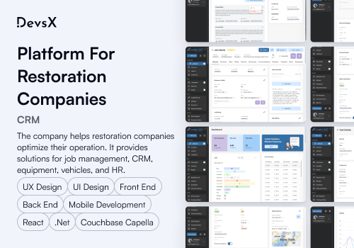 Custom Software Development Package Example: CRM | Platform for restoration companies