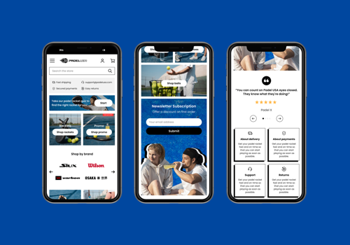 Web Design Package Example: PADEL USA - UX/UI and Shopify development
