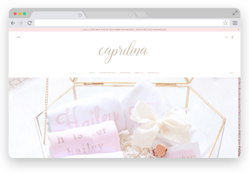 E-Commerce Development Package Example: Caprilina- Shop for Infants