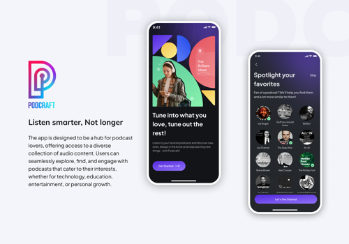 UX/UI Design Package Example: Podcraft