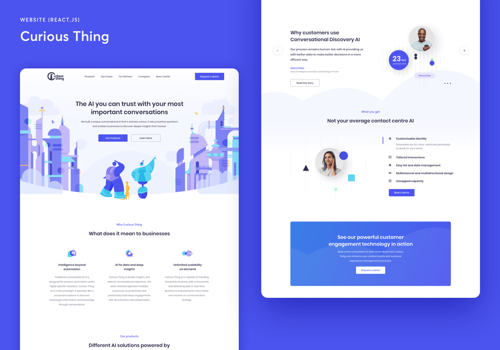 Web Design Package Example: Curious Thing – Conversational AI with human touch