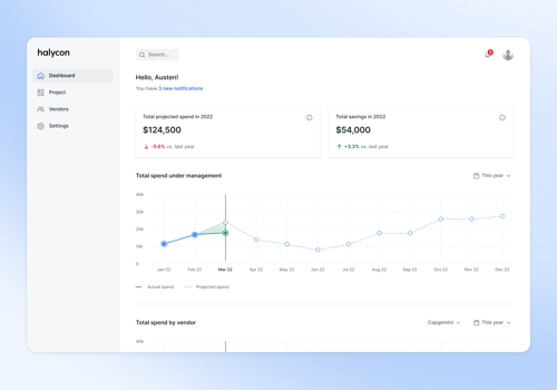 UX/UI Design Package Example: MVP design for Halycon