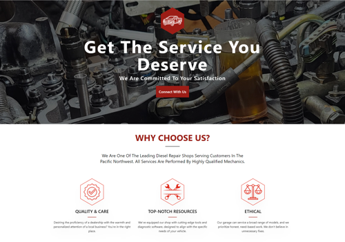 Web Design Package Example: Savage Diesel: Honesty & Expertise in Diesel Maint