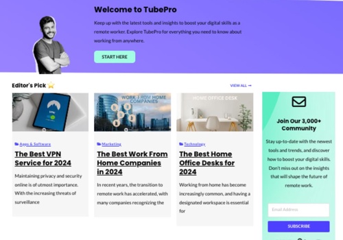 Web Design Package Example: TubePro Blog Website