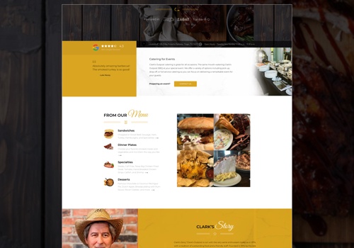 Web Design Package Example: Clark's Outpost Smoked BBQ restaurant