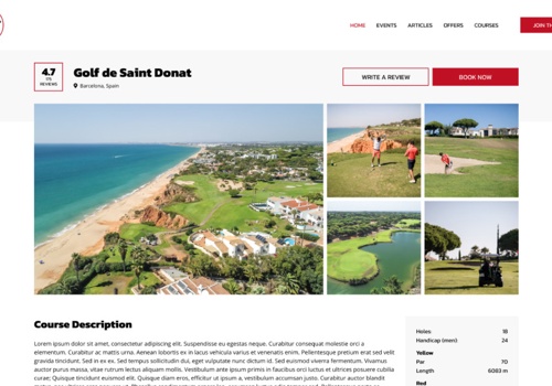 Web Design Package Example: Sunday Red Golf
