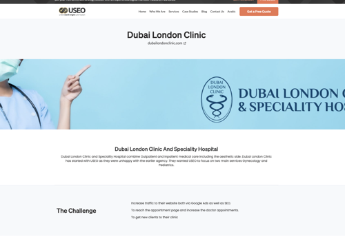Search Engine Optimization Package Example: London Clinic