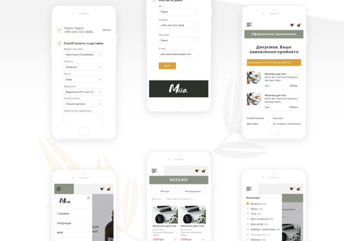UX/UI Design Package Example: Miia shop - eCommerce website