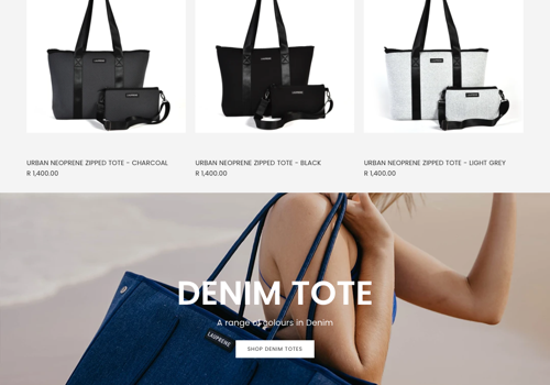 E-Commerce Development Package Example: Lauprene.co.za Tote Bags