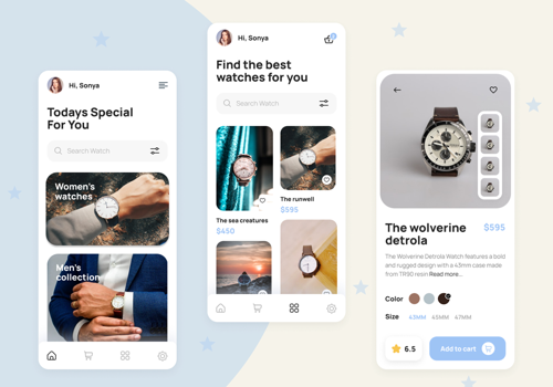 Web Development Package Example: A luxury watch selling website with virtual try-on